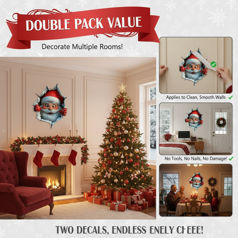 Early Christmas Sale – 50% OFF!! 🎁 "Santa’s Surprise" 3D Wall Decals