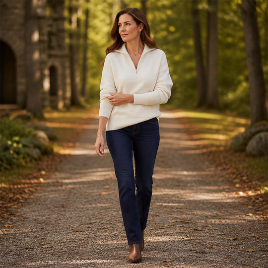 🛍️🍂LAST DAY SALE 50% OFF👍⏰Women's Quarter-Zip Ribbed Pullover Sweater – Relaxed Fit