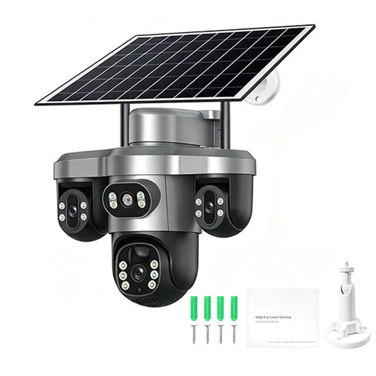3 Lenses. 0 Wires. 100% Peace of Mind. Triple solar-powered security that watches every angle — no WiFi, no electric bill.