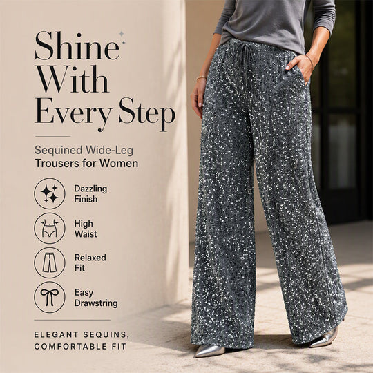 🛍️🍂LAST DAY SALE 70% OFF👍✨Women's Glitter Fashion Adjustable Drawstring Slimming Elastic Waist Straight-Leg Pants