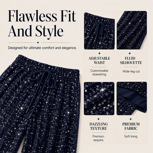 🛍️🍂LAST DAY SALE 70% OFF👍✨Women's Glitter Fashion Adjustable Drawstring Slimming Elastic Waist Straight-Leg Pants