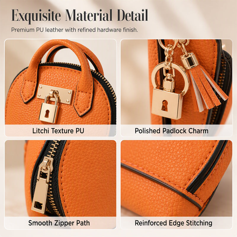 👜💛 LIMITED TIME 30% OFF! 🔑Mini Shell Bag Keychain – PU Leather Lipstick Coin Purse with Golden Padlock & Tassel