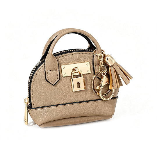 👜💛 LIMITED TIME 30% OFF! 🔑Mini Shell Bag Keychain – PU Leather Lipstick Coin Purse with Golden Padlock & Tassel