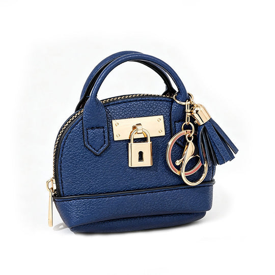 👜💛 LIMITED TIME 30% OFF! 🔑Mini Shell Bag Keychain – PU Leather Lipstick Coin Purse with Golden Padlock & Tassel