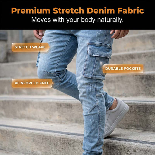 Slim Fit Denim Cargo Pants