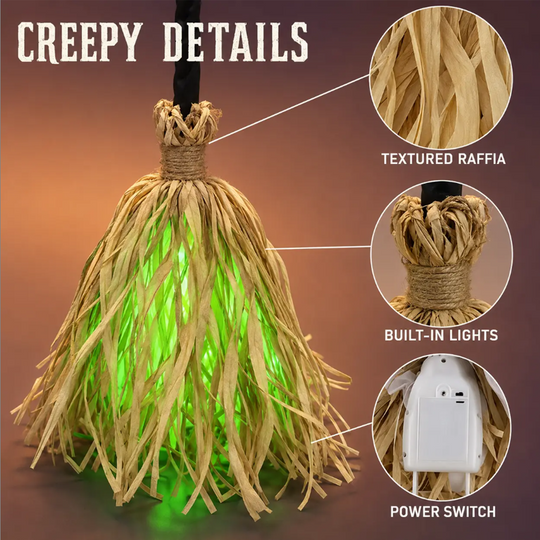 ⏳Limited-time 40% off⏰Animated Witch Broom Halloween Decoration with Lights and Sound🧙