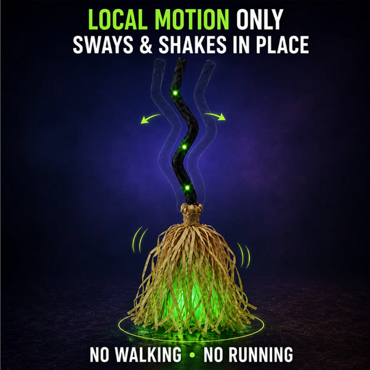 ⏳Limited-time 40% off⏰Animated Witch Broom Halloween Decoration with Lights and Sound🧙