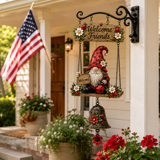 🥳2026 HOT SALE🥳💞50K+ SOLD! 🔔🧙‍♂️Gnome Welcome Doorbell Outdoor Decor – Charming gnome figure with clear melodic bell. Durable zinc alloy, weatherproof & easy to hang – a whimsical welcome for every guest! 🏠✨