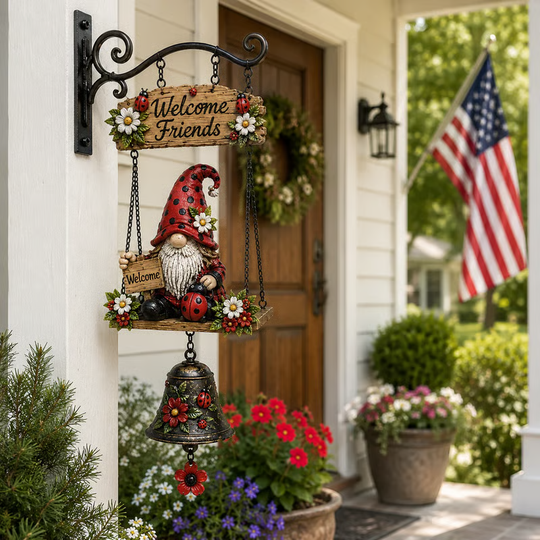 🥳2026 HOT SALE🥳💞50K+ SOLD! 🔔🧙‍♂️Gnome Welcome Doorbell Outdoor Decor – Charming gnome figure with clear melodic bell. Durable zinc alloy, weatherproof & easy to hang – a whimsical welcome for every guest! 🏠✨