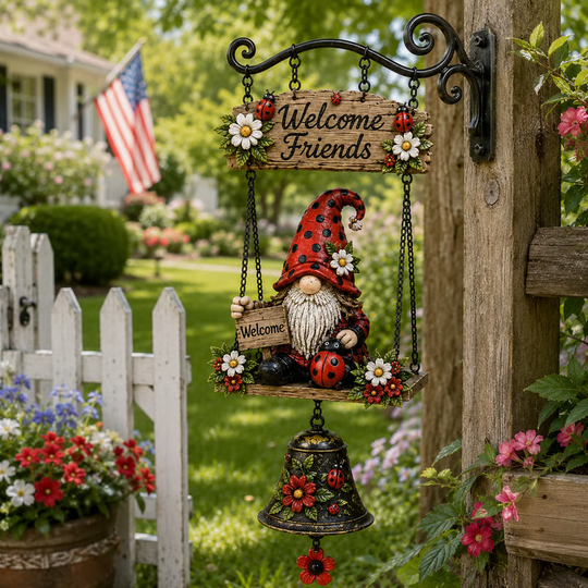 🥳2026 HOT SALE🥳💞50K+ SOLD! 🔔🧙‍♂️Gnome Welcome Doorbell Outdoor Decor – Charming gnome figure with clear melodic bell. Durable zinc alloy, weatherproof & easy to hang – a whimsical welcome for every guest! 🏠✨