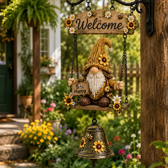 🥳2026 HOT SALE🥳💞50K+ SOLD! 🔔🧙‍♂️Gnome Welcome Doorbell Outdoor Decor – Charming gnome figure with clear melodic bell. Durable zinc alloy, weatherproof & easy to hang – a whimsical welcome for every guest! 🏠✨