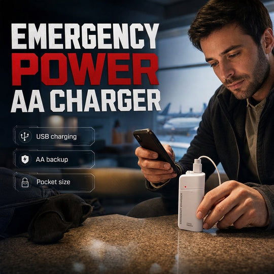 📢📢40% OFF !! ⏰Portable Emergency Phone Charger AA Battery Powered Power Bank with LED Flashlight