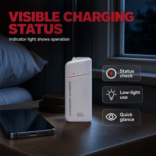 📢📢40% OFF !! ⏰Portable Emergency Phone Charger AA Battery Powered Power Bank with LED Flashlight