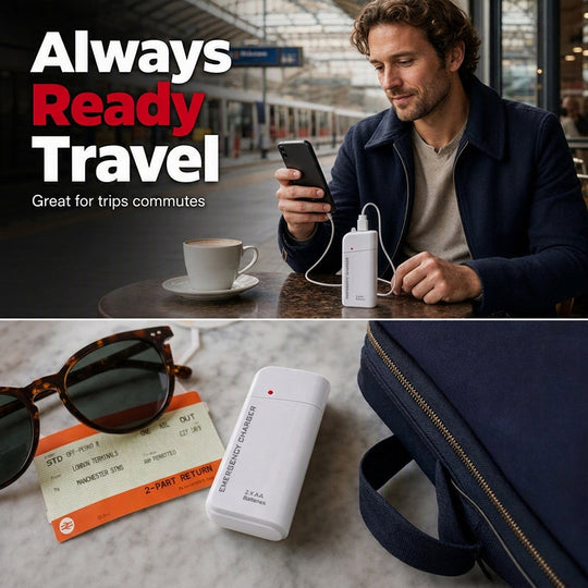 📢📢40% OFF !! ⏰Portable Emergency Phone Charger AA Battery Powered Power Bank with LED Flashlight