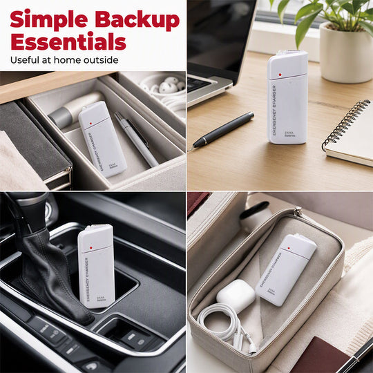 📢📢40% OFF !! ⏰Portable Emergency Phone Charger AA Battery Powered Power Bank with LED Flashlight