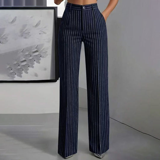 ✨ Women's High-Waisted Striped Wide-Leg Trousers – Flattering Fit For Effortless Everyday Style 🤍