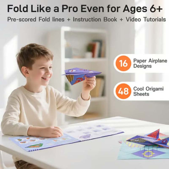2026 HOT SALE50K+ SOLD! 🏆Creative DIY Paper Airplane Set For Kids – 16 unique designs, pre-scored fold lines make it easy. Premium paper for smooth glides – hours of hands-on fun!