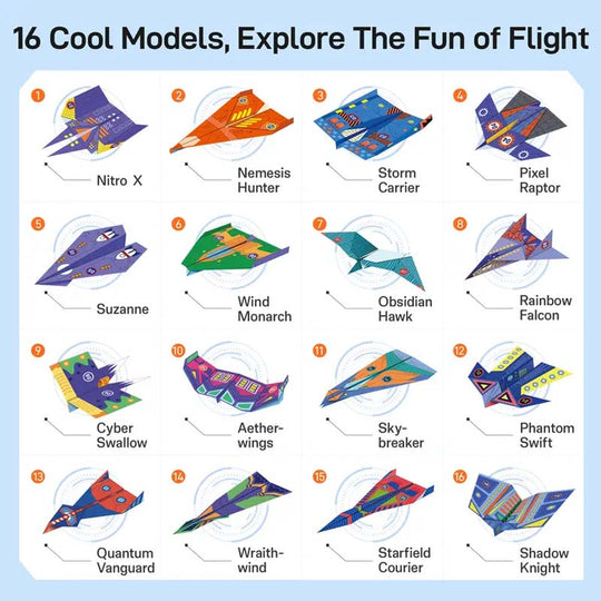 2026 HOT SALE50K+ SOLD! 🏆Creative DIY Paper Airplane Set For Kids – 16 unique designs, pre-scored fold lines make it easy. Premium paper for smooth glides – hours of hands-on fun!