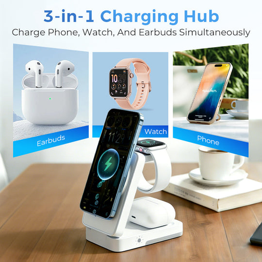 📱50K+ SOLD🔋 3-in-1 Foldable Magnetic Charging Stand for Everyday Devices