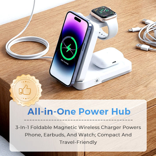 📱50K+ SOLD🔋 3-in-1 Foldable Magnetic Charging Stand for Everyday Devices