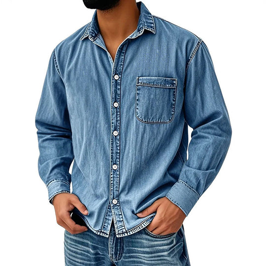 ⏰Last Day Sale 50% Off 💃 Men's Retro Washed Denim Shirt