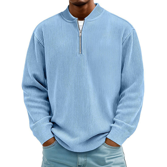 ✨New Arrival: Limited Time 50% Off!⏰️Men's Corduroy Quarter-Zip Pullover Sweatshirt Casual Stand Collar Long Sleeve Top