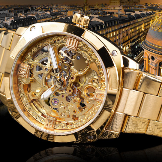 ⏳Free Shipping✈️⏰Skeleton Automatic Watch – See The Movement, Feel The Craft – Self-Winding, Gold-Tone, Dress-Casual Style for Every Occasion 💼