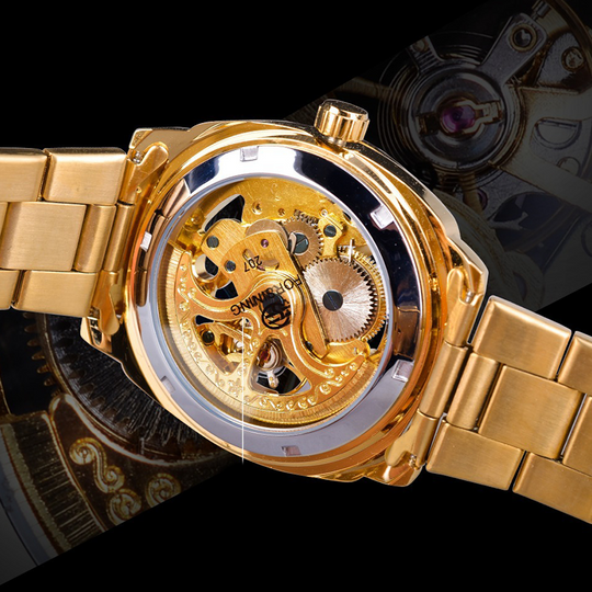 ⏳Free Shipping✈️⏰Skeleton Automatic Watch – See The Movement, Feel The Craft – Self-Winding, Gold-Tone, Dress-Casual Style for Every Occasion 💼