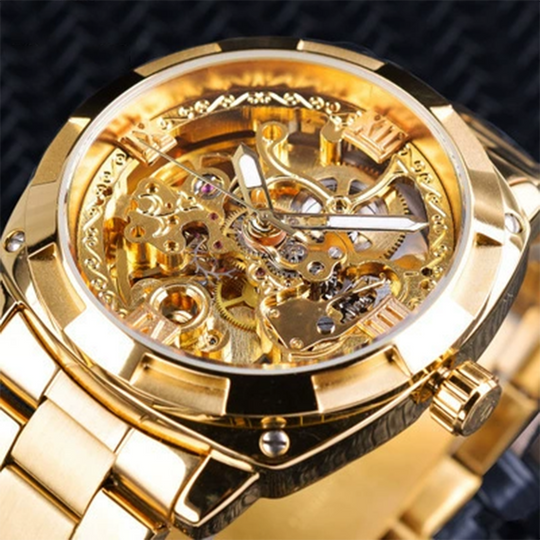 ⏳Free Shipping✈️⏰Skeleton Automatic Watch – See The Movement, Feel The Craft – Self-Winding, Gold-Tone, Dress-Casual Style for Every Occasion 💼