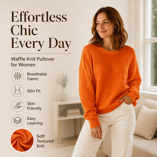 💥Limited Hot Sales - Only ￡15.99😍👚Seasonal Style - Waffle Texture Sweatshirt – Easy Breezy Fit & Classic Style for Any Casual Look