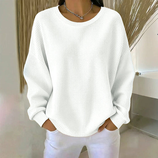 💥Limited Hot Sales - Only ￡15.99😍👚Seasonal Style - Waffle Texture Sweatshirt – Easy Breezy Fit & Classic Style for Any Casual Look