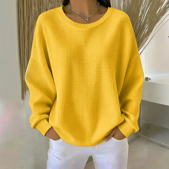 💥Limited Hot Sales - Only ￡15.99😍👚Seasonal Style - Waffle Texture Sweatshirt – Easy Breezy Fit & Classic Style for Any Casual Look