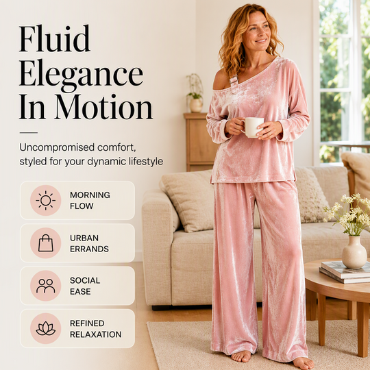 ⭐Women's Off-Shoulder Top & Wide-Leg Pants Set– Effortless Chic Meets Everyday Comfort