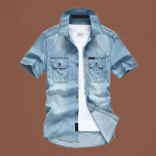Men's Casual Denim Short Sleeve Shirt – Classic Denim, Easy Everyday Style