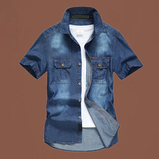 Men's Casual Denim Short Sleeve Shirt – Classic Denim, Easy Everyday Style