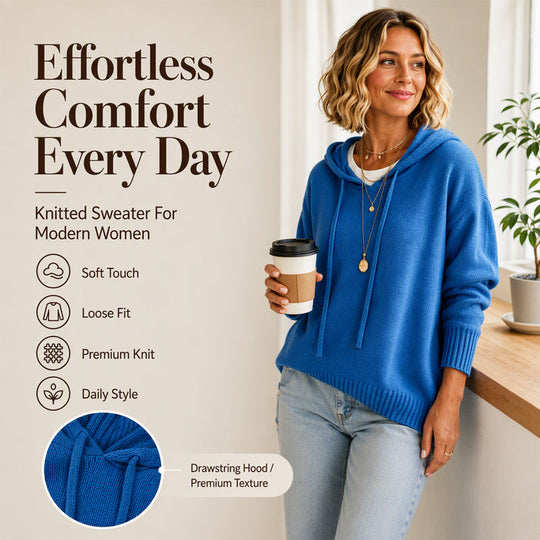 💖Black Friday Mega Deal – 50% off!💖🍂 Women’s Casual Hooded Knit Sweater – Cozy Comfort Meets Effortless Autumn Style