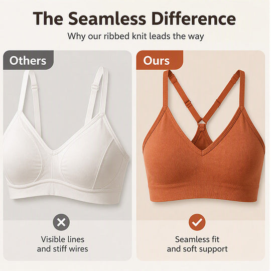 Seamless Ribbed Bralette with Adjustable Straps and Removable Cups