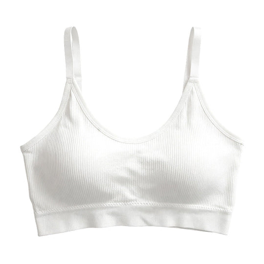 Seamless Ribbed Bralette with Adjustable Straps and Removable Cups