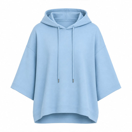 💖LAST DAY SALE 50% OFF!!🧥Seasonal Style - Relaxed Pullover Hoodie with Half-Sleeve Cut – Flattering Loose Fit & Modern Aesthetic for Transitional Weather