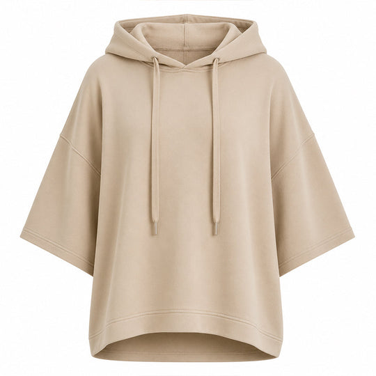 💖LAST DAY SALE 50% OFF!!🧥Seasonal Style - Relaxed Pullover Hoodie with Half-Sleeve Cut – Flattering Loose Fit & Modern Aesthetic for Transitional Weather