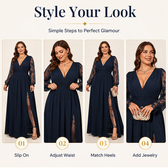 🌸Limited-Time Offer-Women’s Elegant V Neck Lace Patchwork Maxi Dress