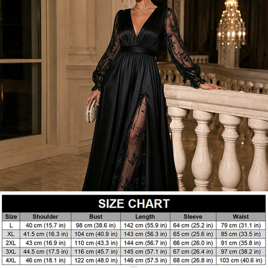 🌸Limited-Time Offer-Women’s Elegant V Neck Lace Patchwork Maxi Dress