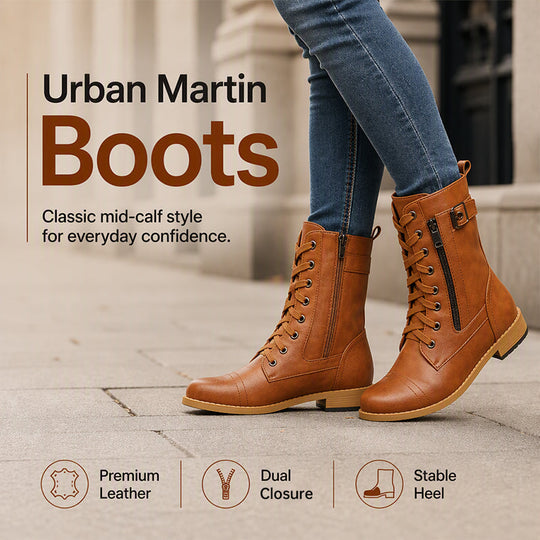 🍂Stable Steps, Easy Zip | Women's Round-Toe Chunky-Heel Martin Boots