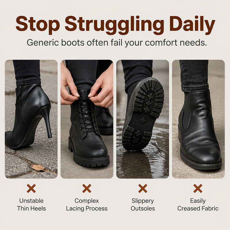 🍂Stable Steps, Easy Zip | Women's Round-Toe Chunky-Heel Martin Boots