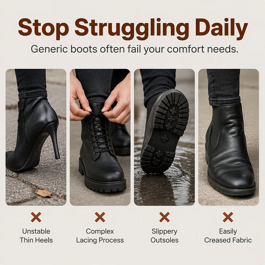 🍂Stable Steps, Easy Zip | Women's Round-Toe Chunky-Heel Martin Boots
