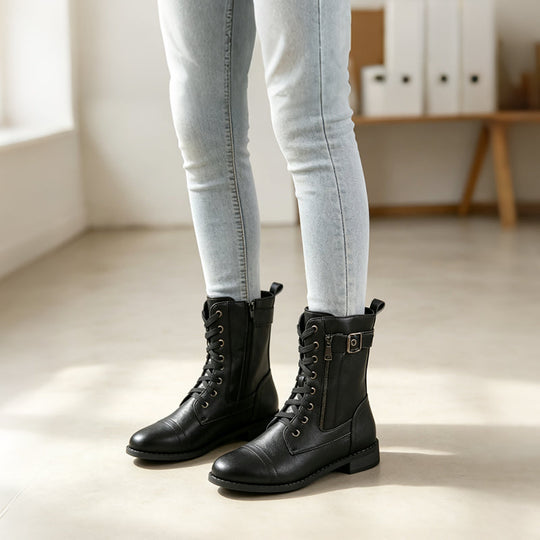 🍂Stable Steps, Easy Zip | Women's Round-Toe Chunky-Heel Martin Boots