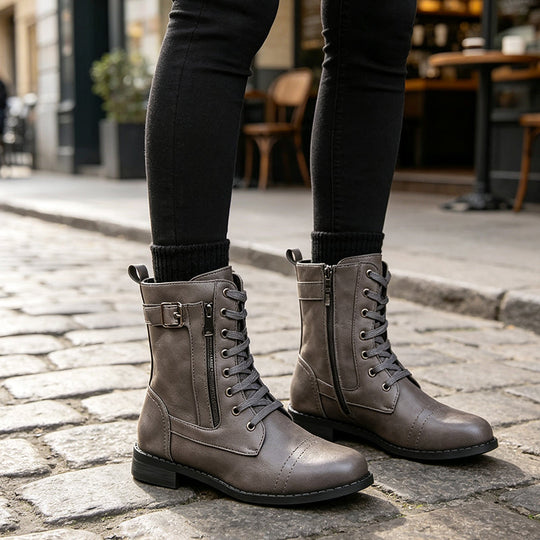 🍂Stable Steps, Easy Zip | Women's Round-Toe Chunky-Heel Martin Boots