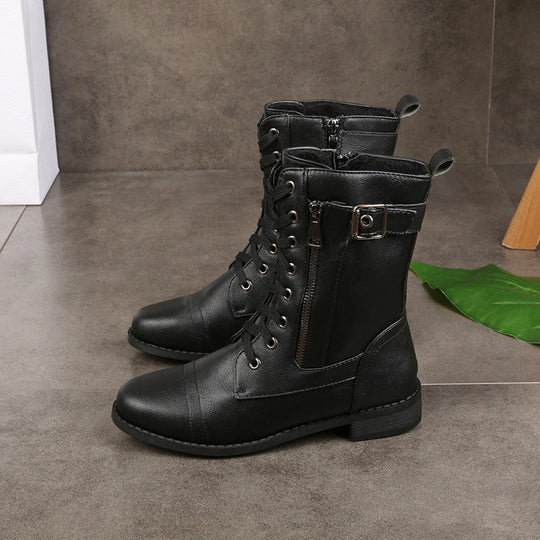🍂Stable Steps, Easy Zip | Women's Round-Toe Chunky-Heel Martin Boots