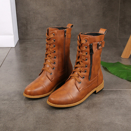🍂Stable Steps, Easy Zip | Women's Round-Toe Chunky-Heel Martin Boots