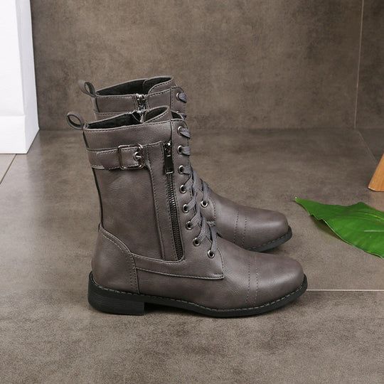 🍂Stable Steps, Easy Zip | Women's Round-Toe Chunky-Heel Martin Boots